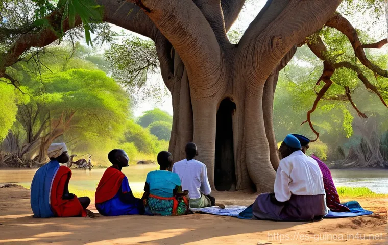 기니의 주요 종교와 종교적 관습 - **Festive Guinean Celebration:** An energetic and colorful depiction of a community celebration in G...