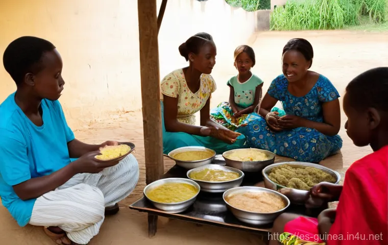 기니에서 현지인과 원활하게 소통하는 법 - **Prompt:** "A vibrant, bustling market scene in Guinea. Local people of various ages, dressed in co...