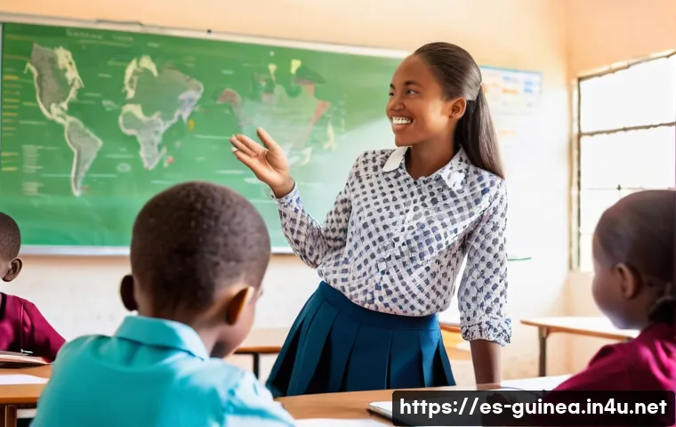기니에서 자녀 교육 시 유의 사항 - **Prompt 1: Dynamic International Classroom in Malabo**
"A bright, modern classroom scene at an ...
