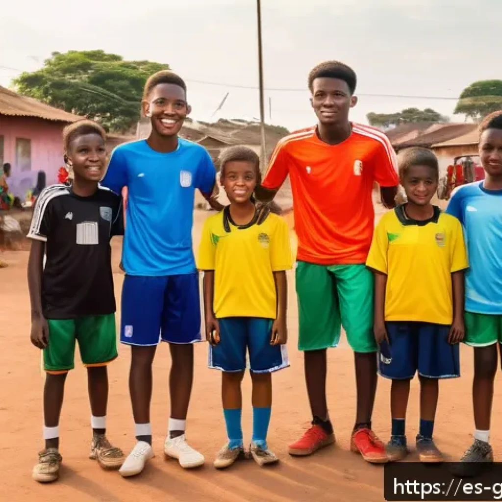 기니에서 인기 있는 스포츠 - A vibrant community football scene in a Guinean neighborhood: diverse groups of young people and fam...